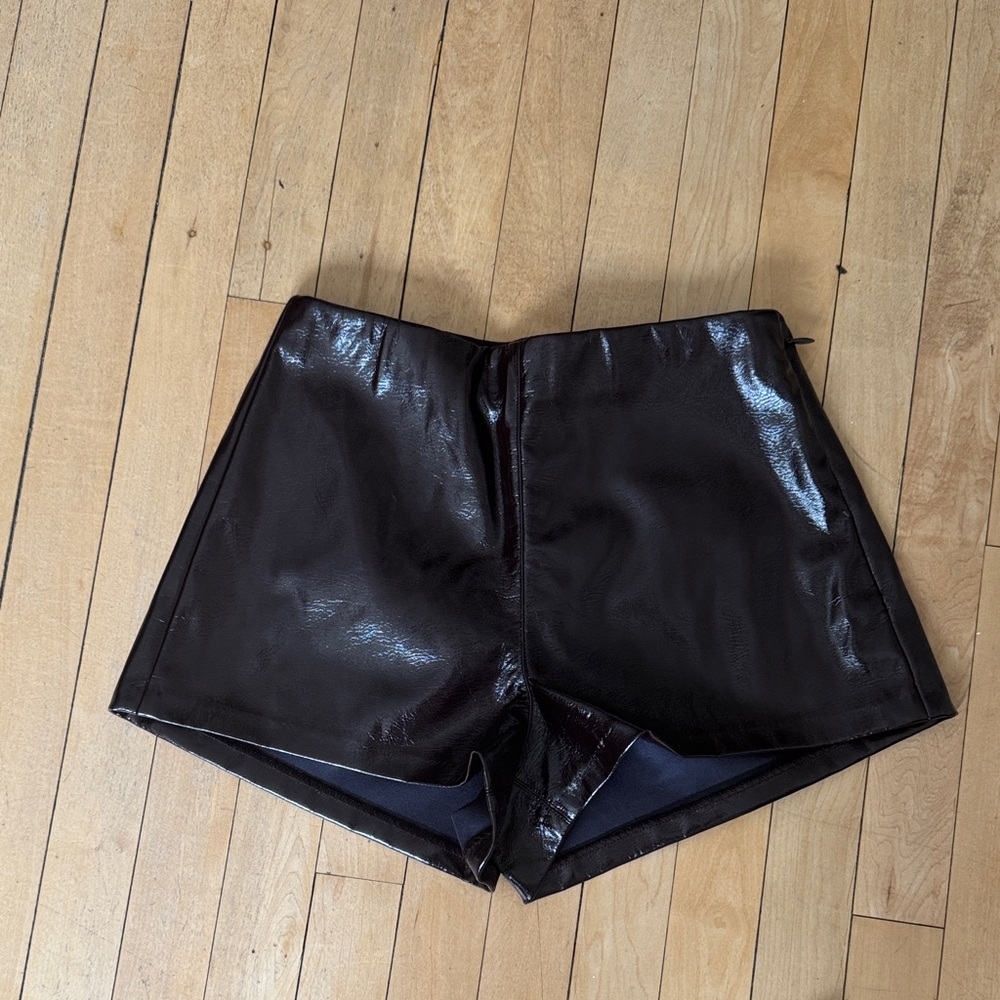 Abercrombie & Fitch Shiny Black High Waist Shorts